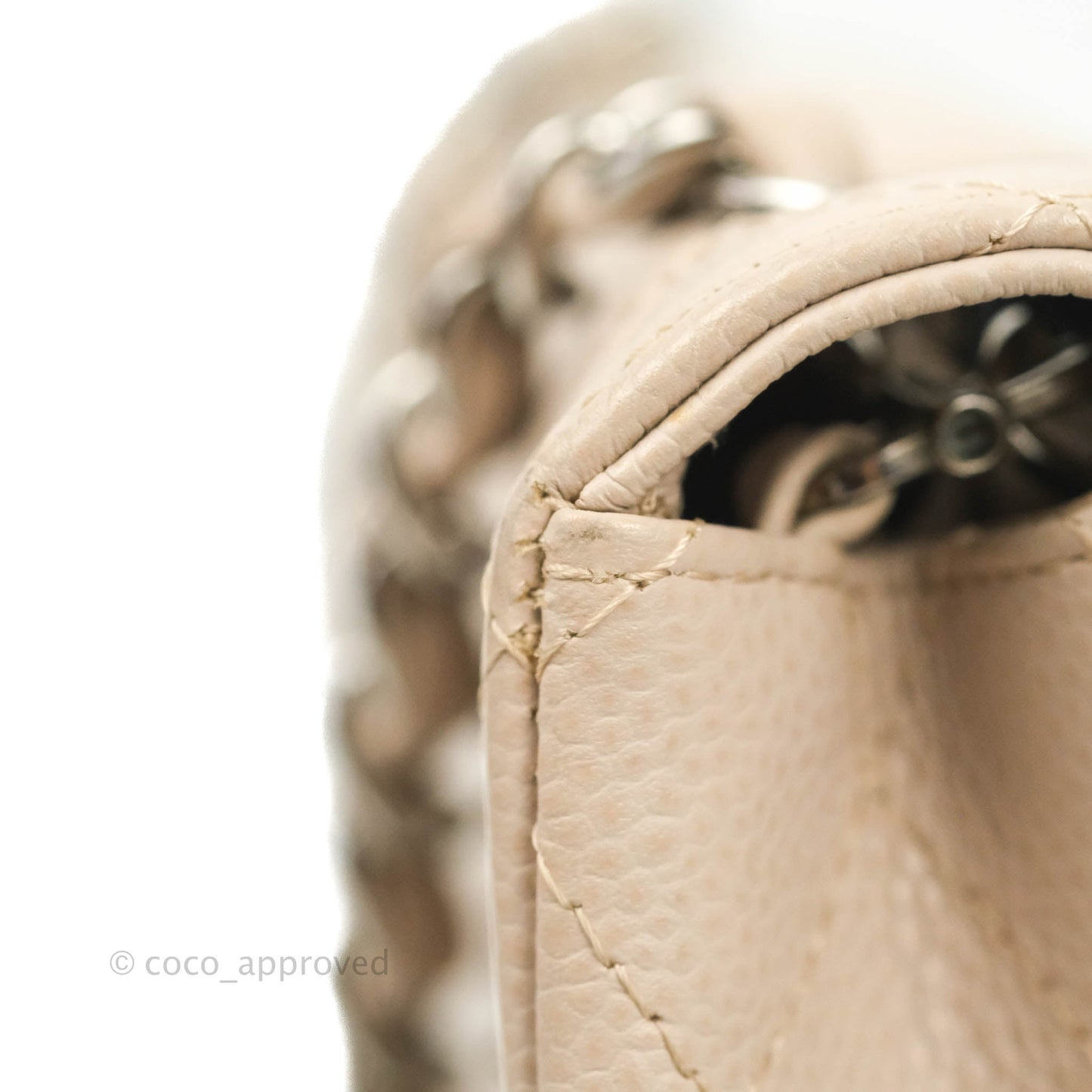 Chanel Quilted East West Flap Pale Pink Caviar Silver Hardware