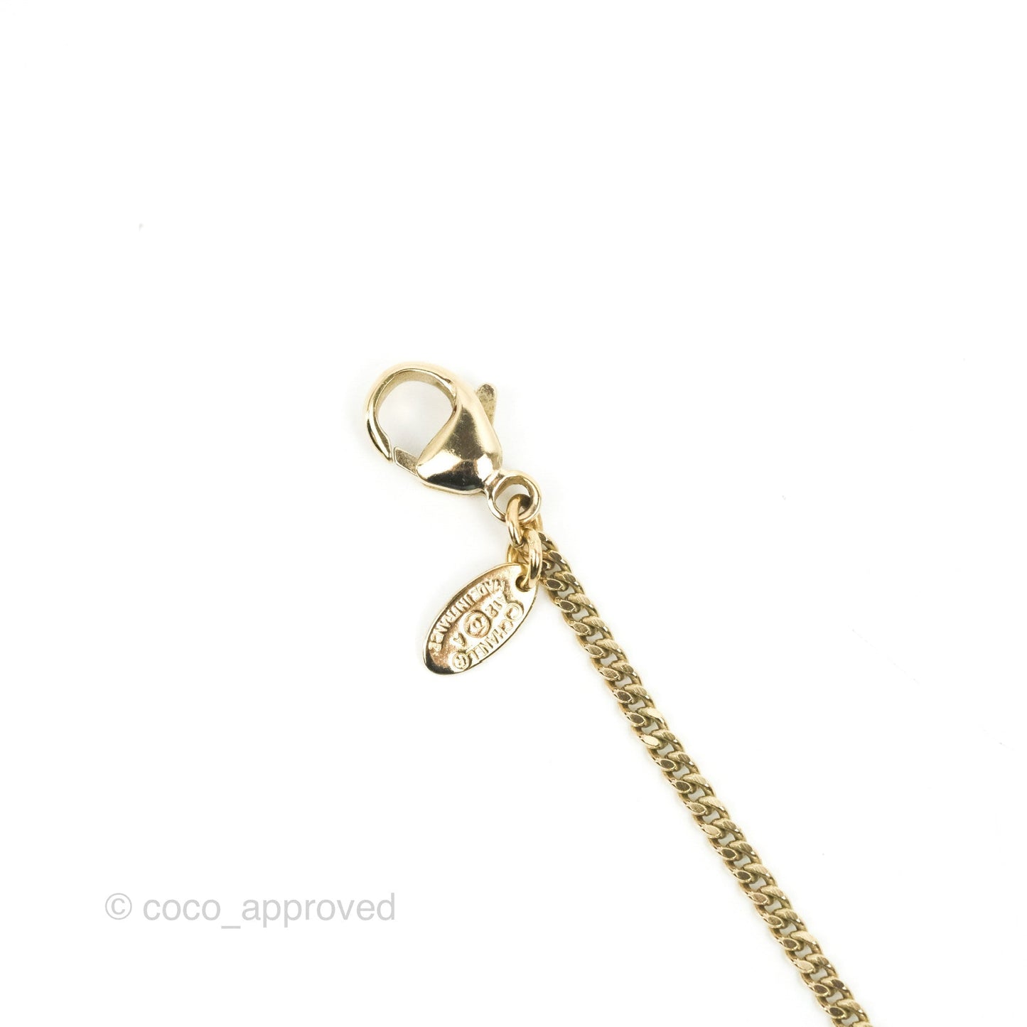 Chanel CC Drop Charm Necklace Gold Tone 12A