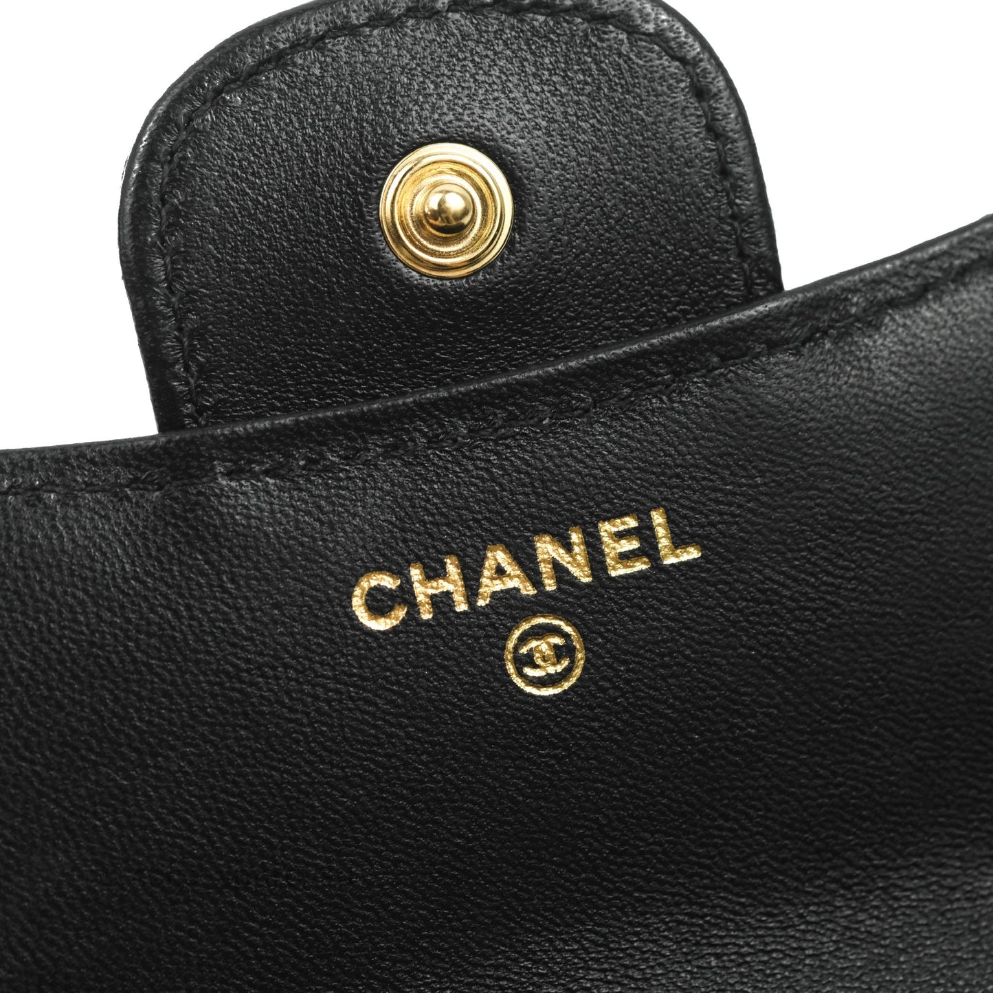 Chanel Mini Handle Flap Coin Purse With Chain Black Lambskin Gold Hardware