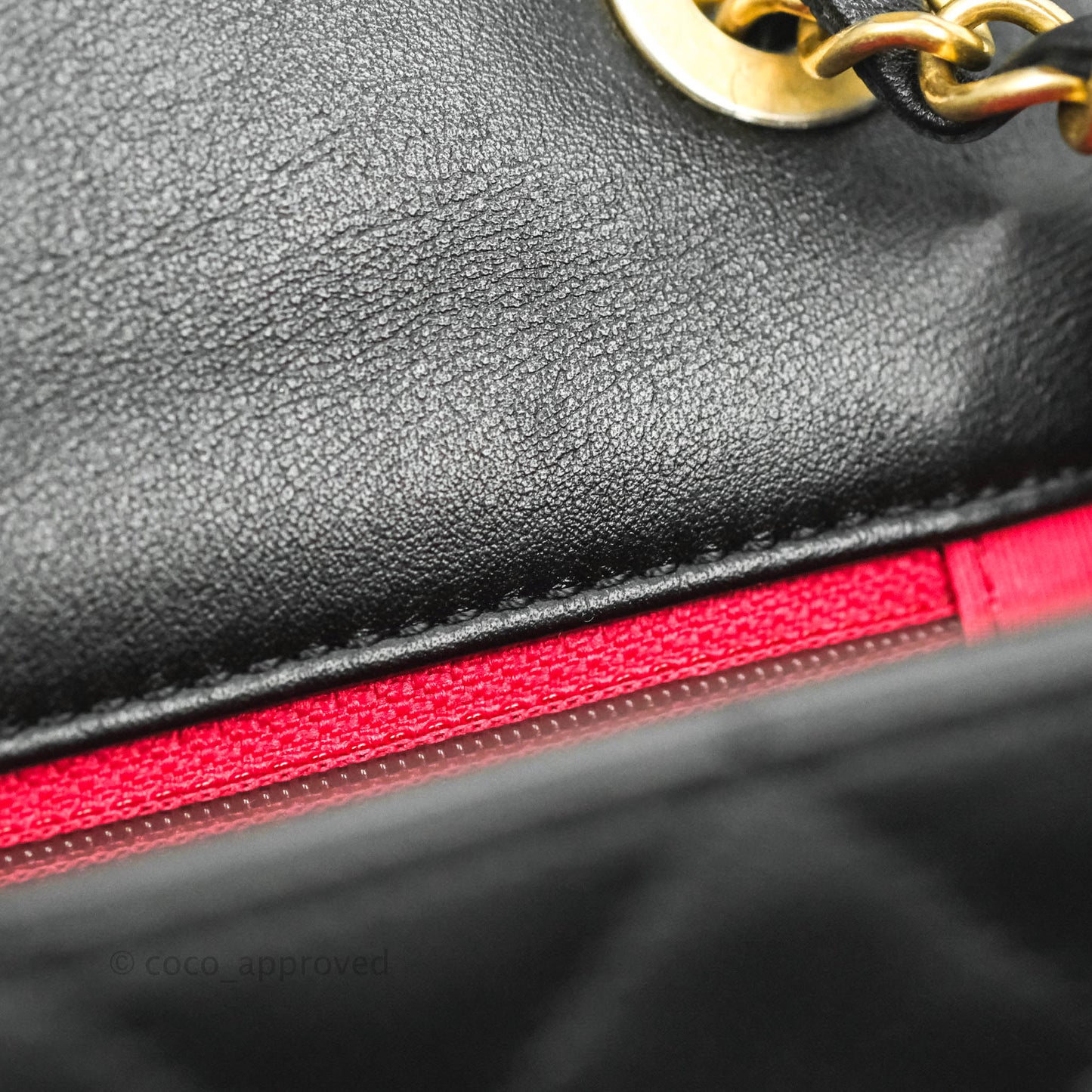 Chanel Logo Enchained Flap Bag Black Calfskin Gold Hardware