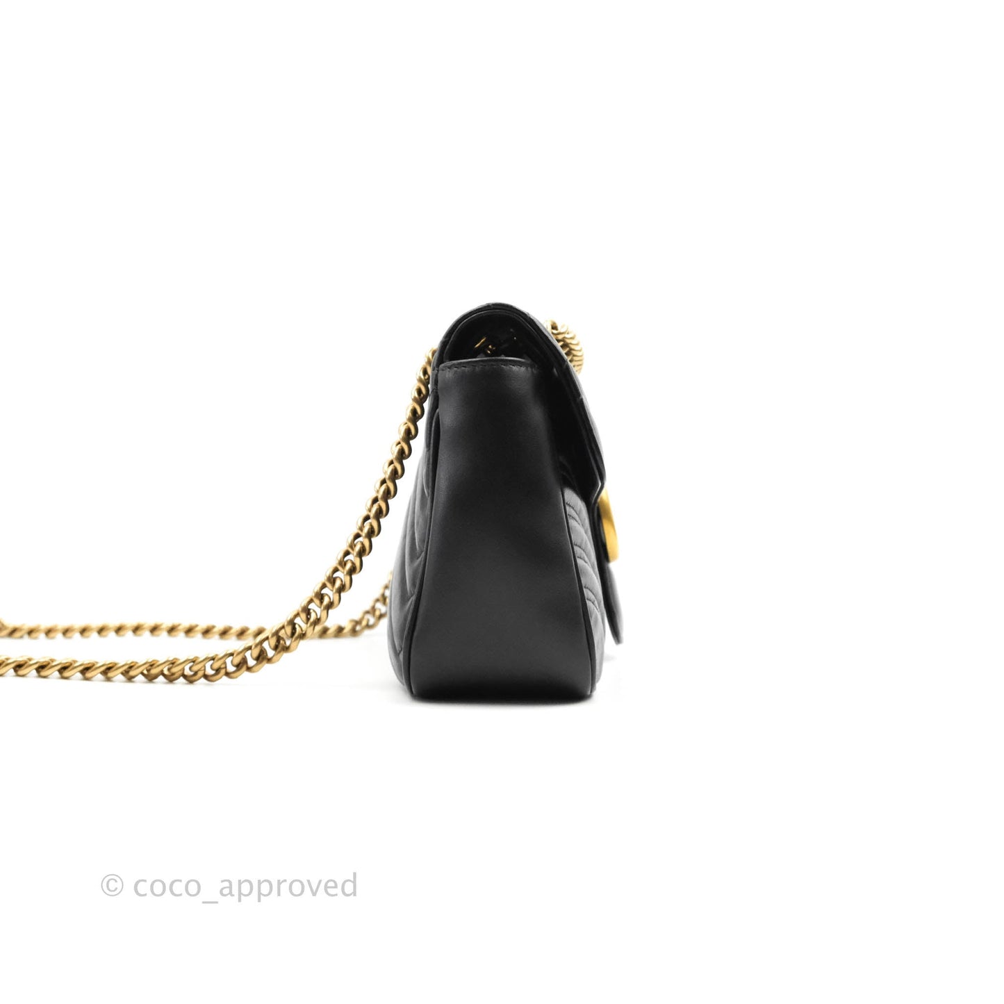 Gucci Small Marmont Black Calfskin Gold Hardware
