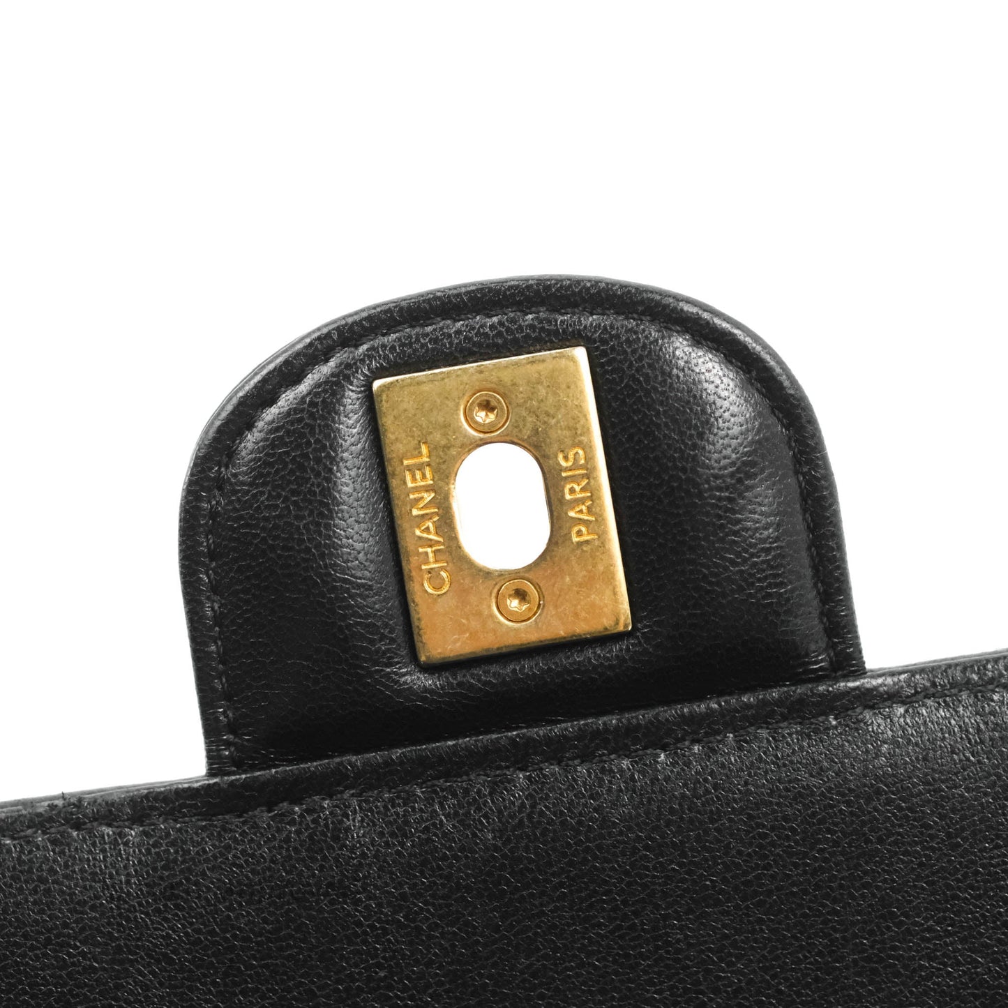 Chanel Quilted Square Flap Bijoux Chain Strap Black Aged Gold Hardware