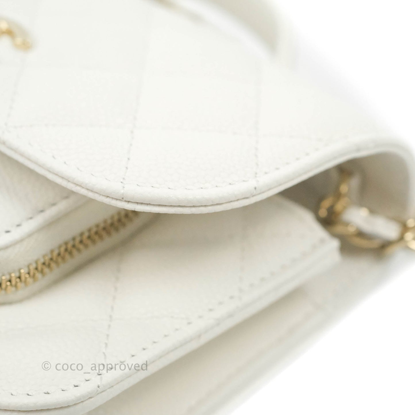 Chanel Business Affinity Clutch With Chain White Caviar Gold Hardware