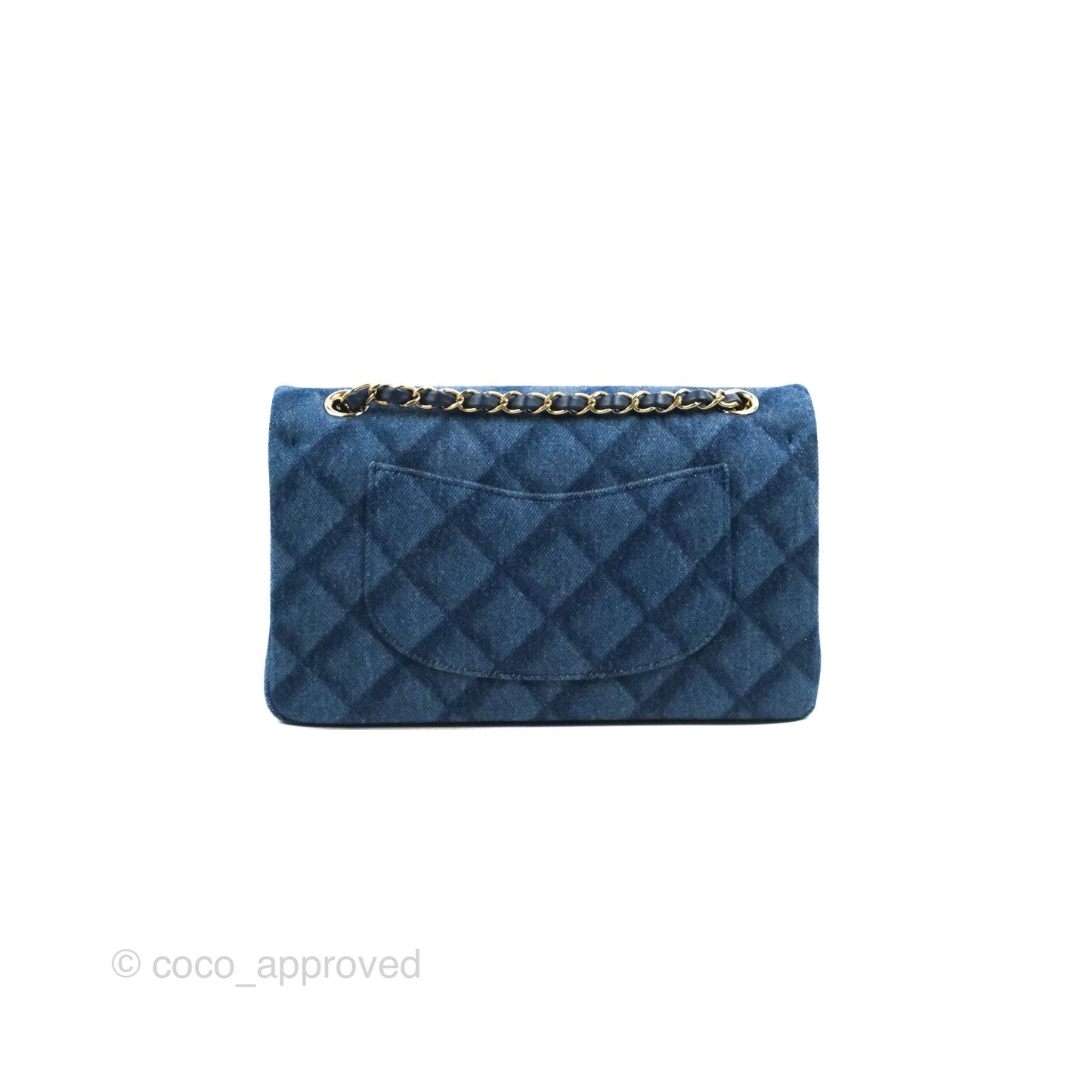Chanel M/L Quilted Medium Double Flap Blue Printed Denim