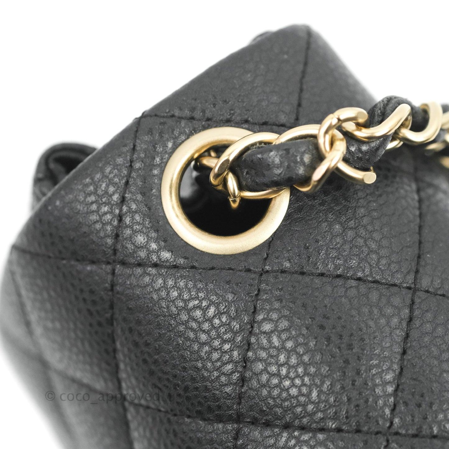 Chanel Quilted Mini Square Iridescent Black Caviar Matte Gold Hardware
