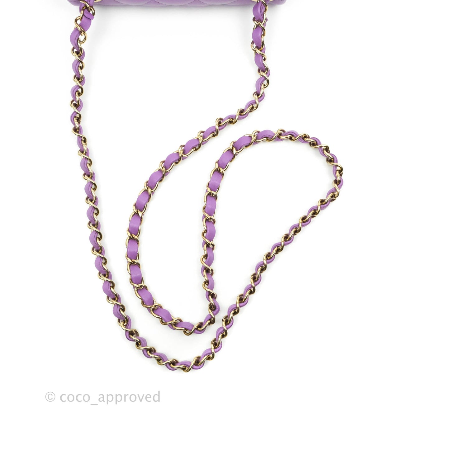 Chanel Mini Square Purple Lambskin Gold Hardware 22P