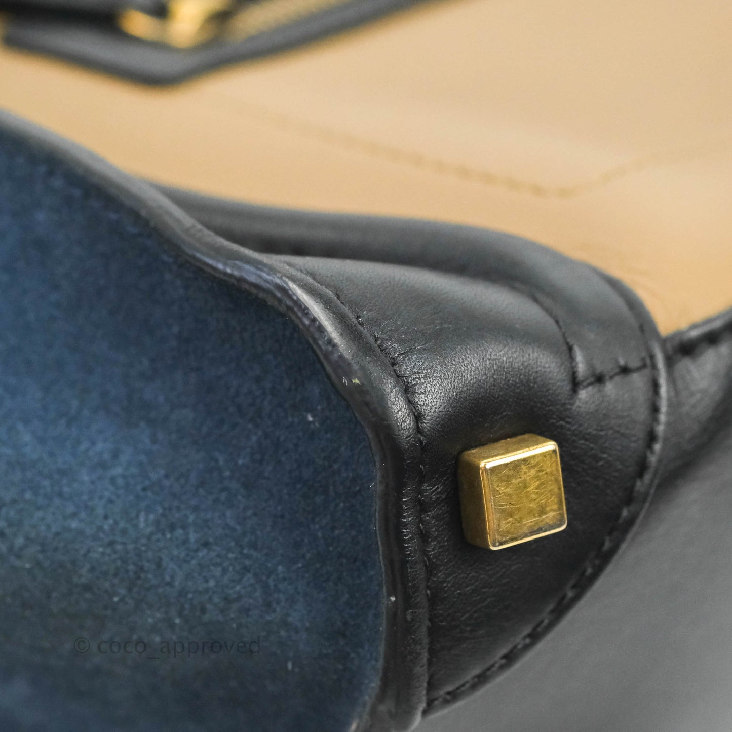 Celine Micro Luggage Bag Navy/Beige/Black Calfskin