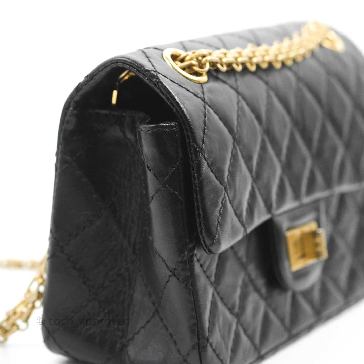 Chanel Mini Reissue 224 Black Aged Calfskin Aged Gold Hardware
