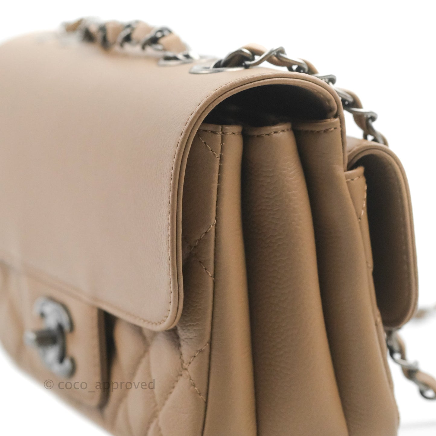 Chanel Flap Bag Dark Beige Caviar Ruthenium Hardware 17B