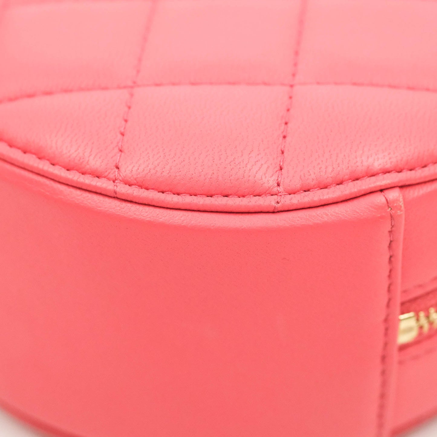 Chanel Quilted Round Pearl Crush Clutch With Chain Pink Lambskin Aged Gold Hardware