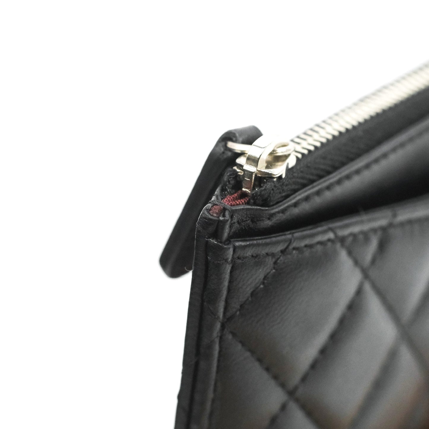 Chanel Classic Zip Pouch Glitter CC Black Lambskin Silver Hardware