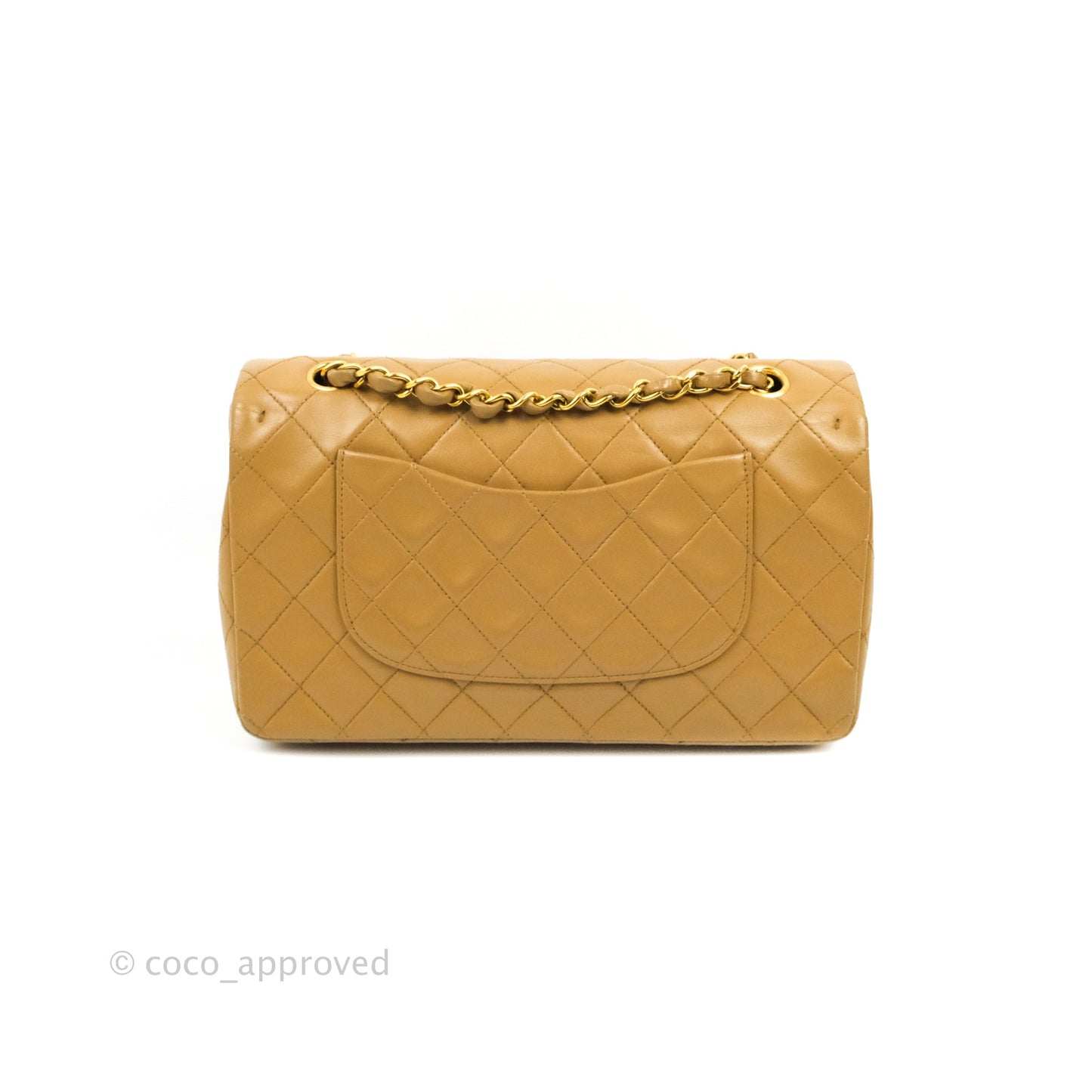 Chanel Vintage Classic M/L Medium Double Flap Bag Dark Beige Lambskin 24K Gold Hardware