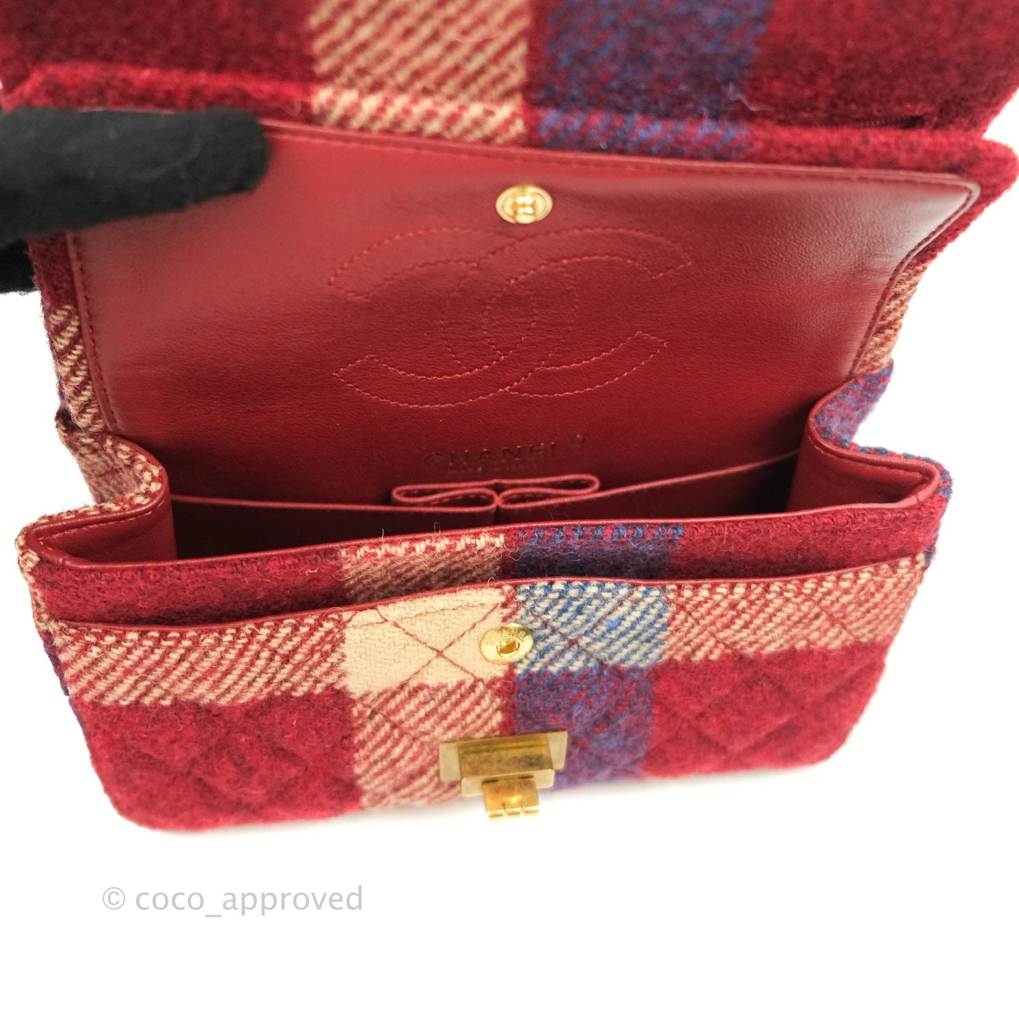 Chanel Mini Reissue 224 Wool Checked Aged Gold Hardware