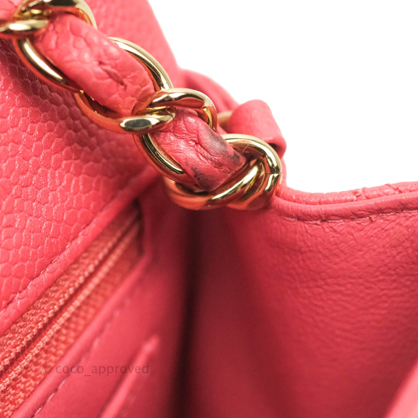 Chanel Quilted Mini Rectangular Flap Pearly Pink Caviar Gold Hardware 18S