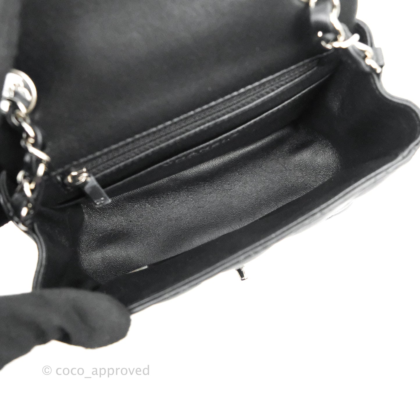 Chanel Mini Square Black Lambskin Silver Hardware
