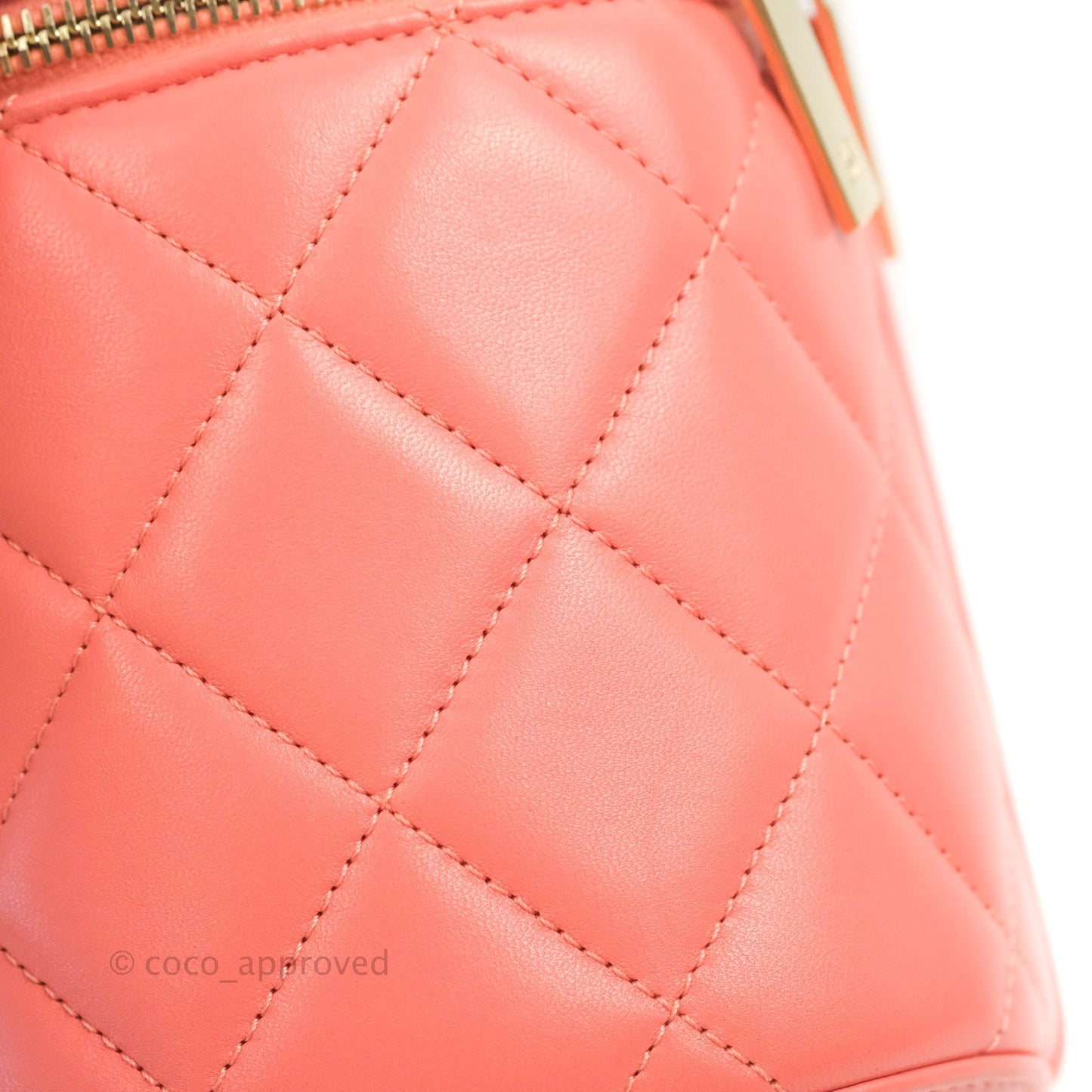 Chanel Trendy CC Vanity Case Coral Pink Lambskin Gold Hardware