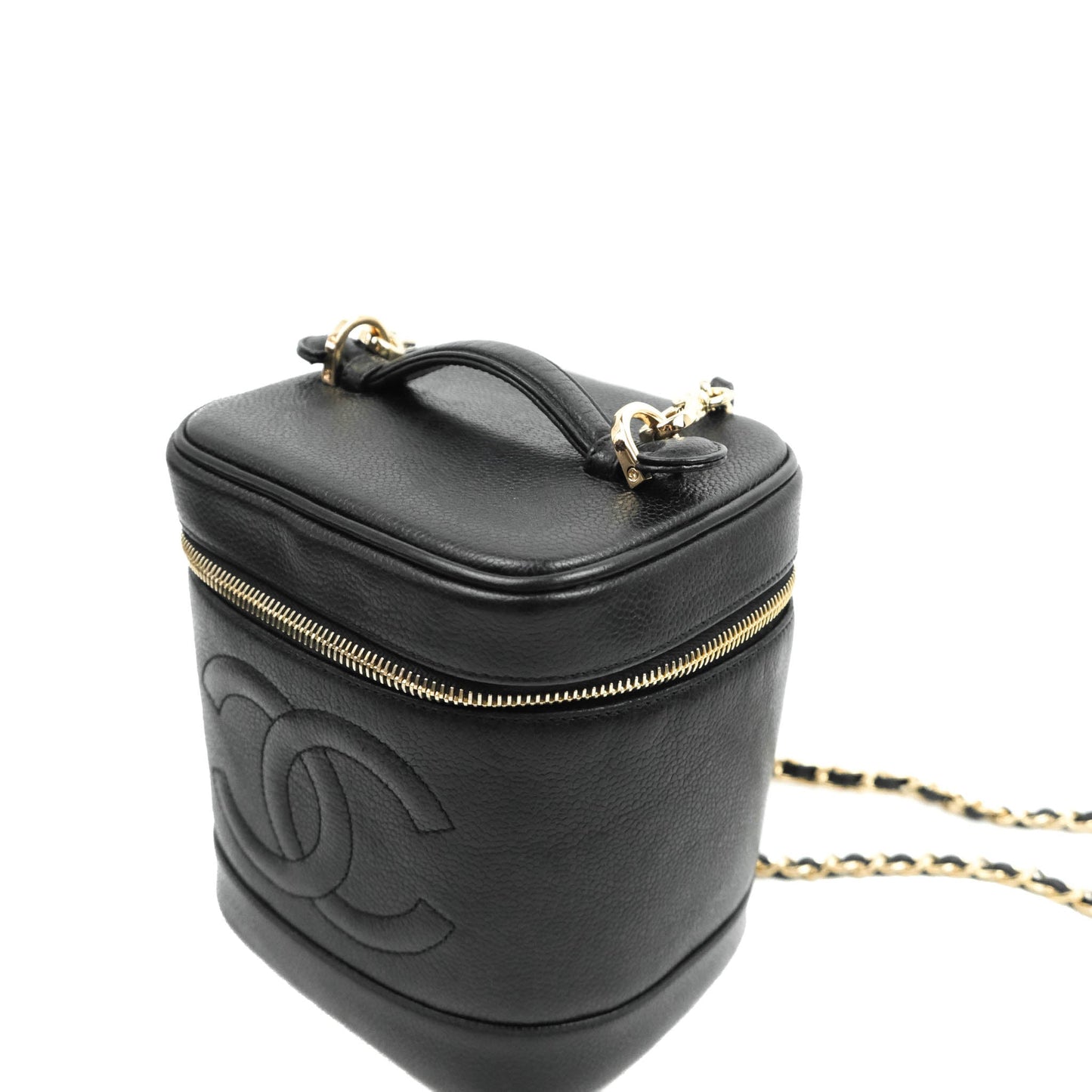 Chanel Vintage Vanity Case Black Caviar Gold Hardware