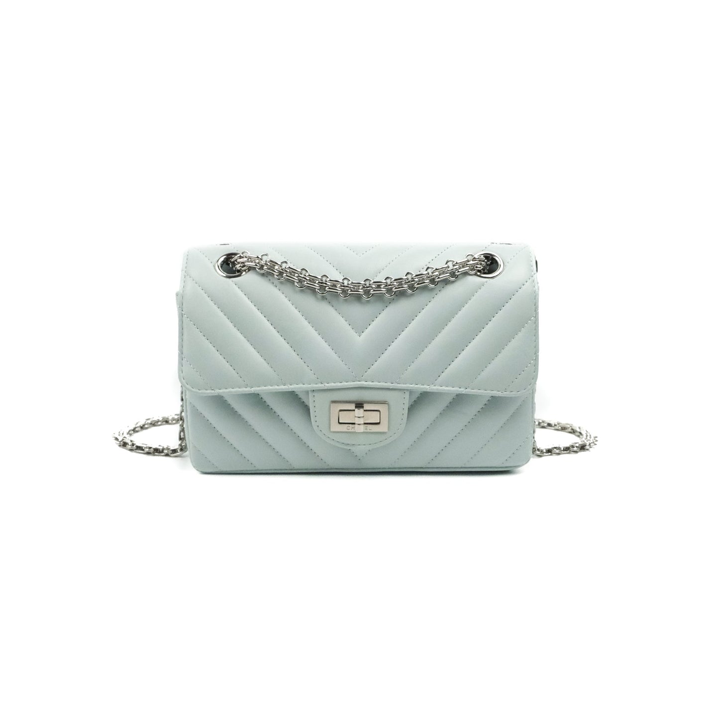 Chanel Mini Reissue 224 Blue Aged Calfskin Silver Hardware