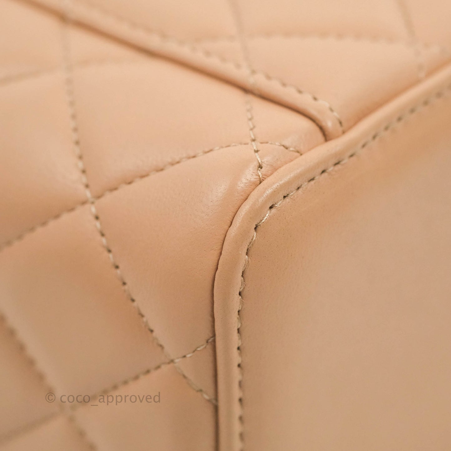 Chanel Vanity Rectangular Top Handle Beige Lambskin Gold Hardware