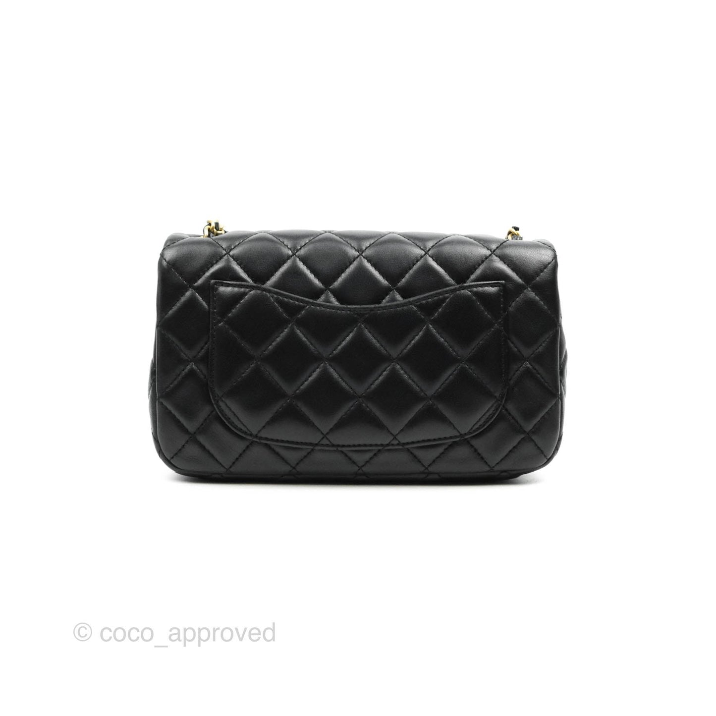 Chanel Quilted Mini Rectangular Pearl Crush Black Lambskin Gold Hardware