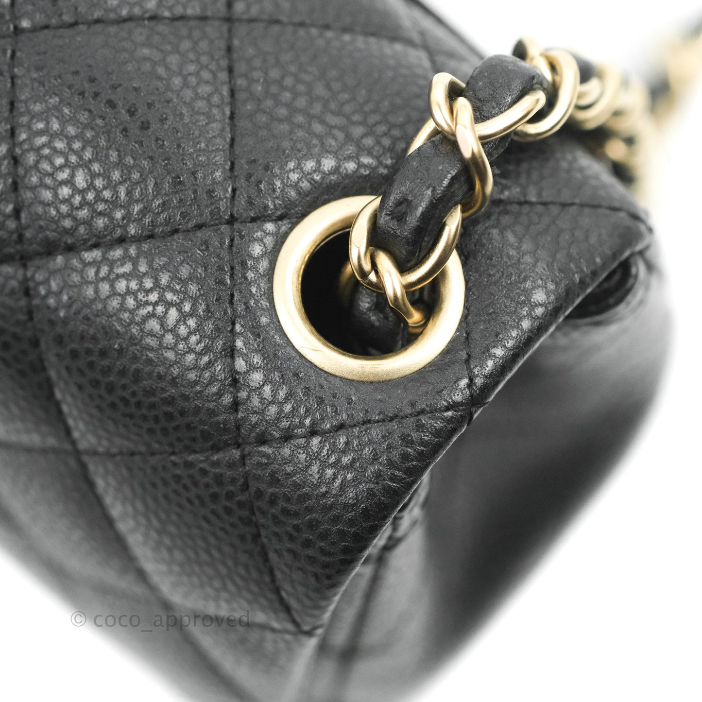 Chanel Quilted Mini Square Iridescent Black Caviar Matte Gold Hardware