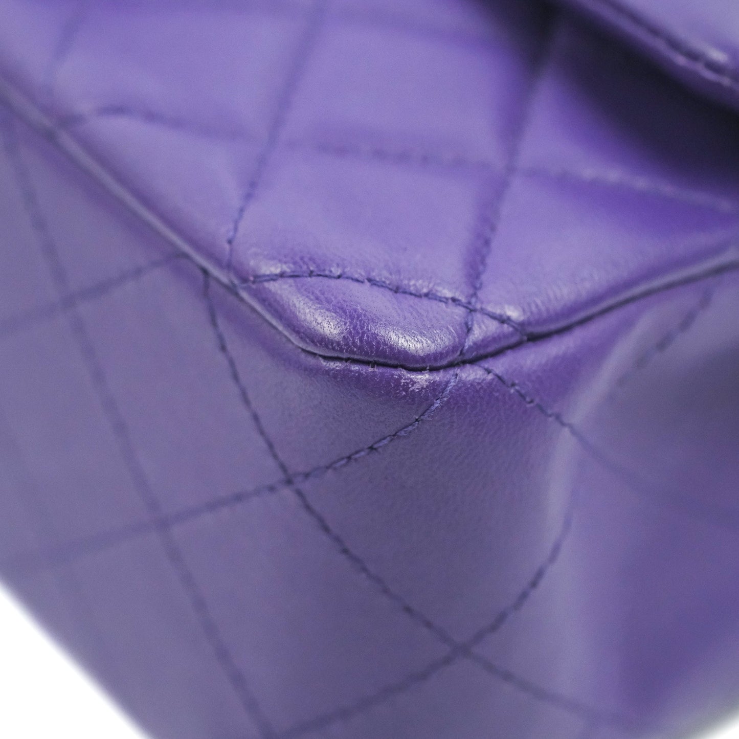 Chanel Quilted Mini Rectangular Flap Purple Lambskin Silver Hardware