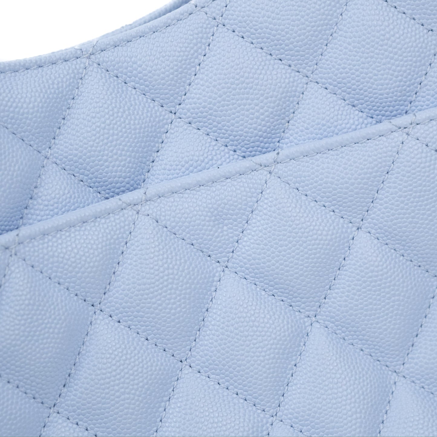 Chanel Quilted Wavy CC Hobo Light Blue Caviar Aged Gold Hardware 23P