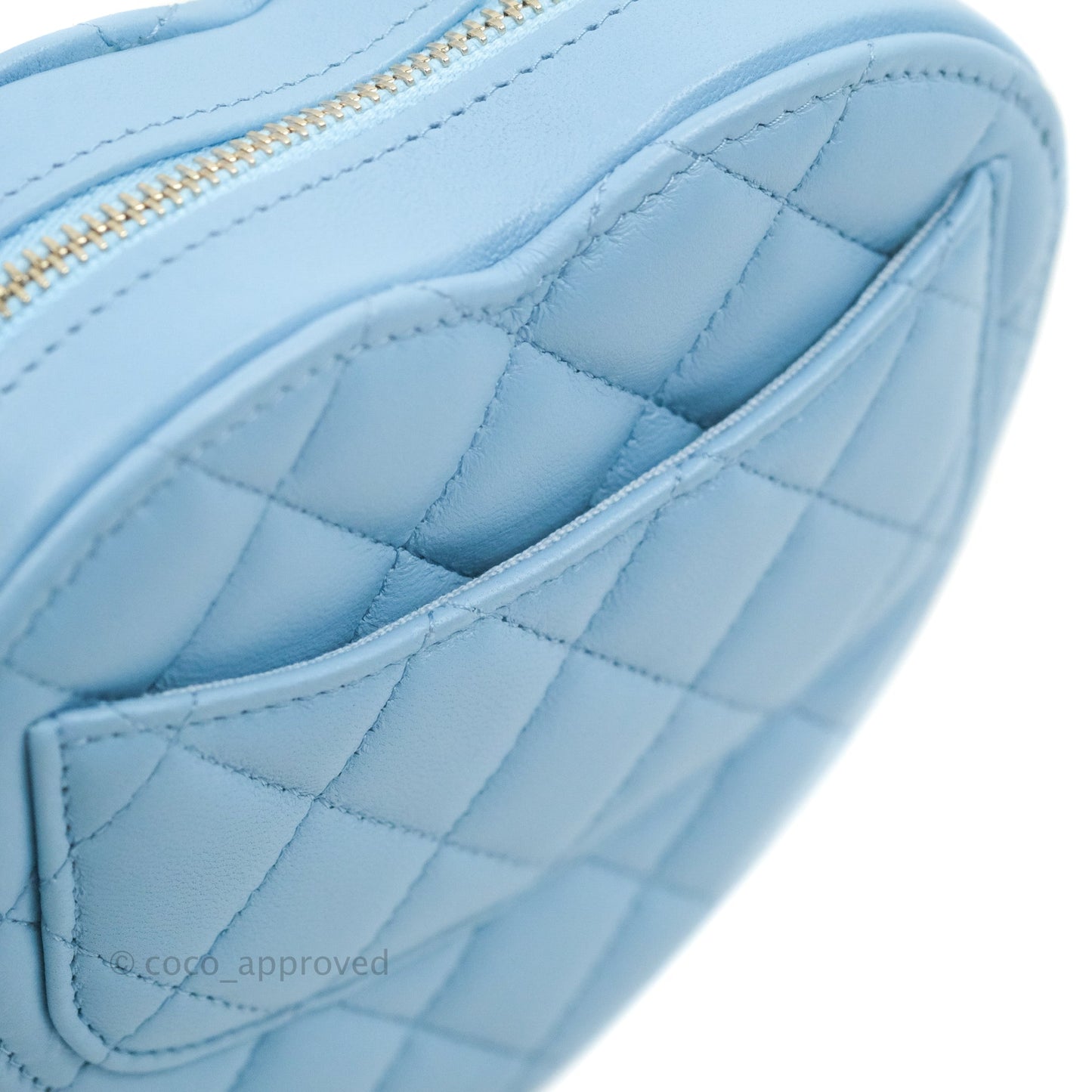 Chanel Small Heart Bag Blue Lambskin Gold Hardware 22S