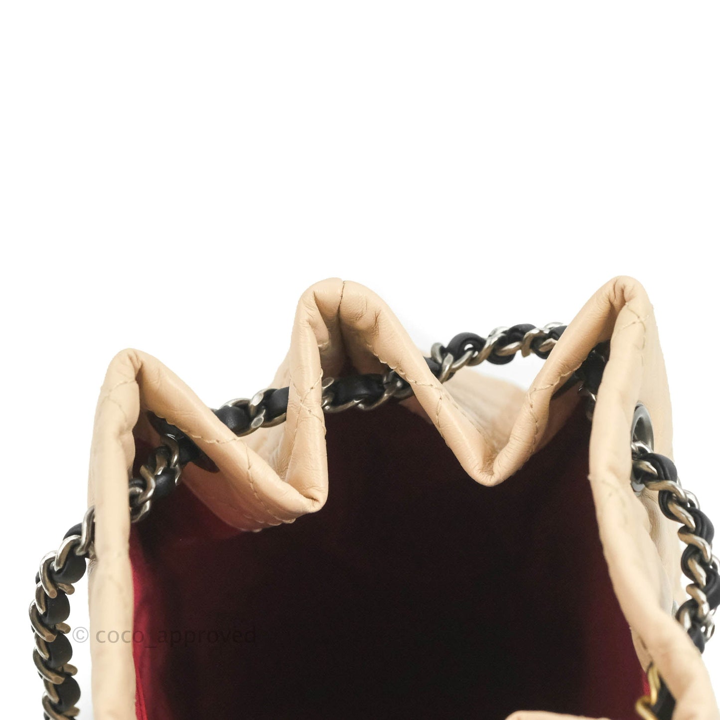 Chanel Small Gabrielle Backpack Beige Black Aged Calfskin