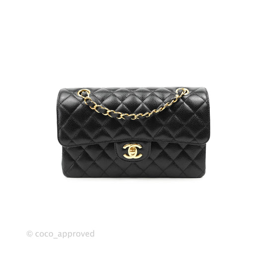 Chanel Classic Small S/M Flap Black Caviar Gold Hardware