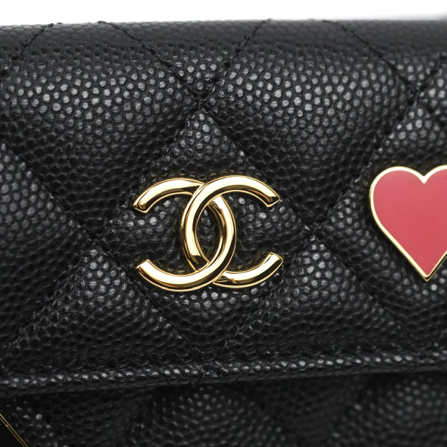 Chanel Small Flap Trifold Wallet Black Caviar Gold Hardware 23C