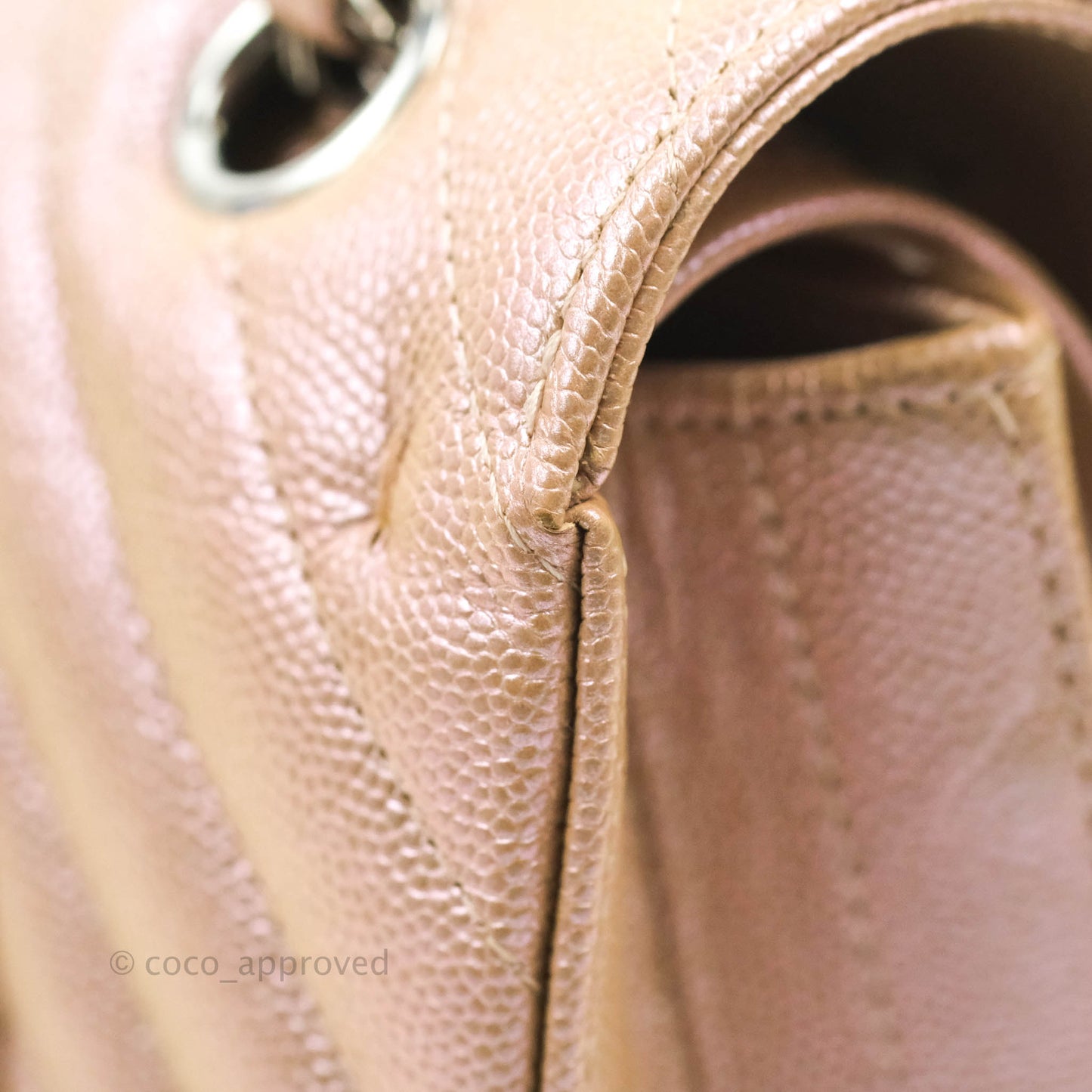 Chanel Classic M/L Medium Double Flap Iridescent Rose Gold Pink Caviar Silver Hardware 17B