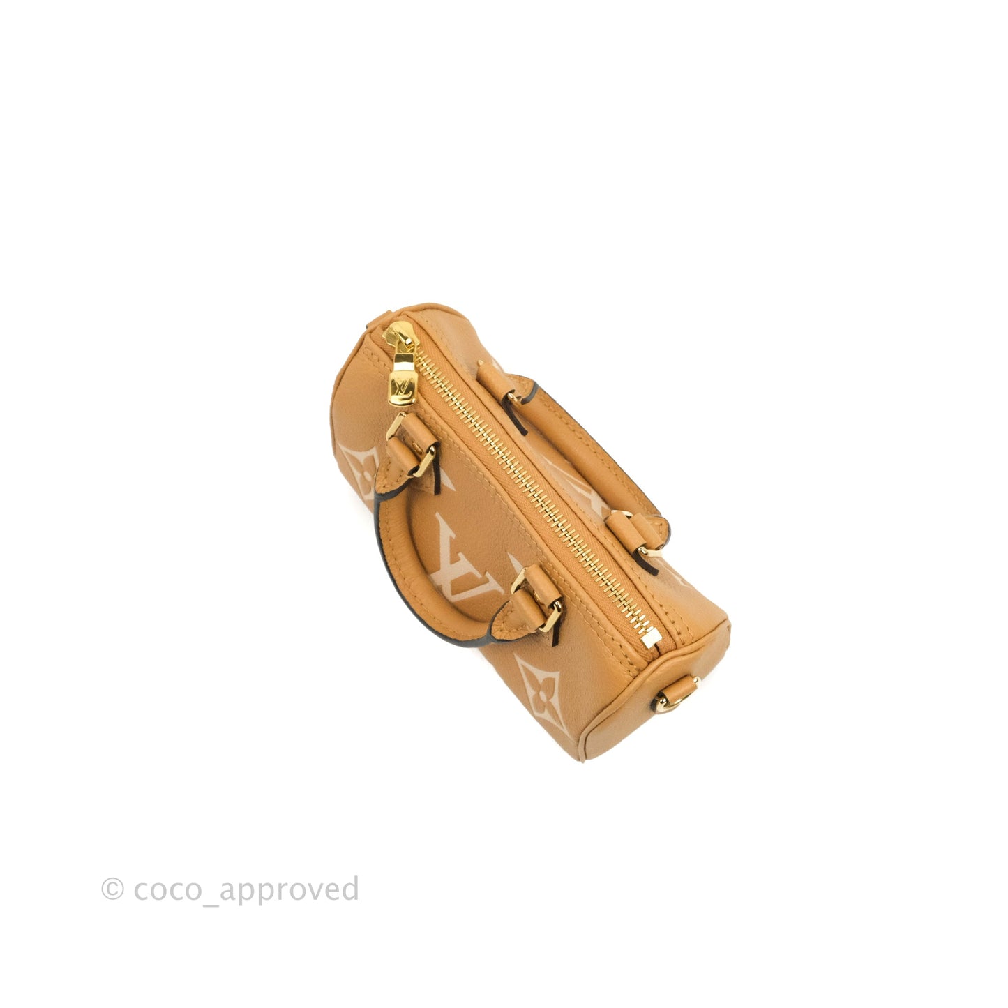 Louis Vuitton Nano Speedy Monogram Canvas Arizona Beige Gold Hardware