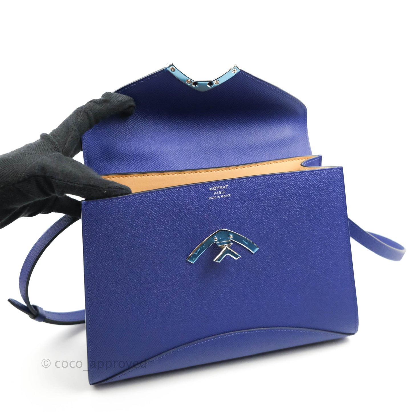 Moynat Gabrielle PM Bag Blue Calfskin Silver Hardware