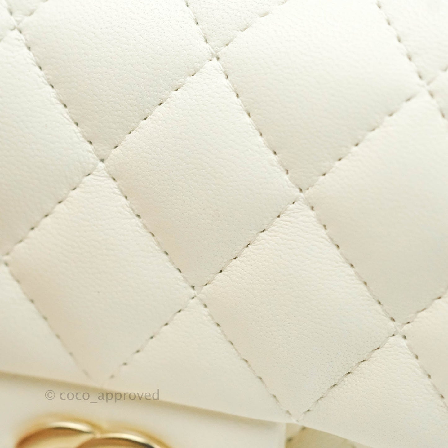 Chanel Quilted Mini Rectangular Flap White Lambskin Gold Hardware