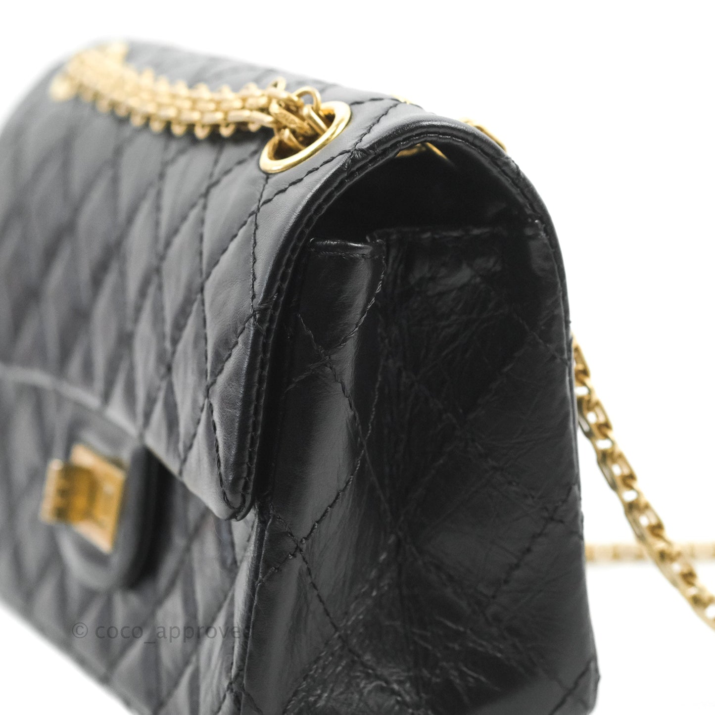 Chanel Mini Reissue 224 Black Aged Calfskin Aged Gold Hardware