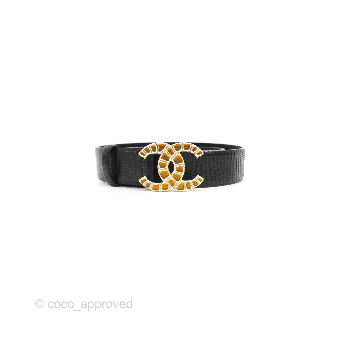Chanel CC Leather Belt Black Crystal Size 75 19A