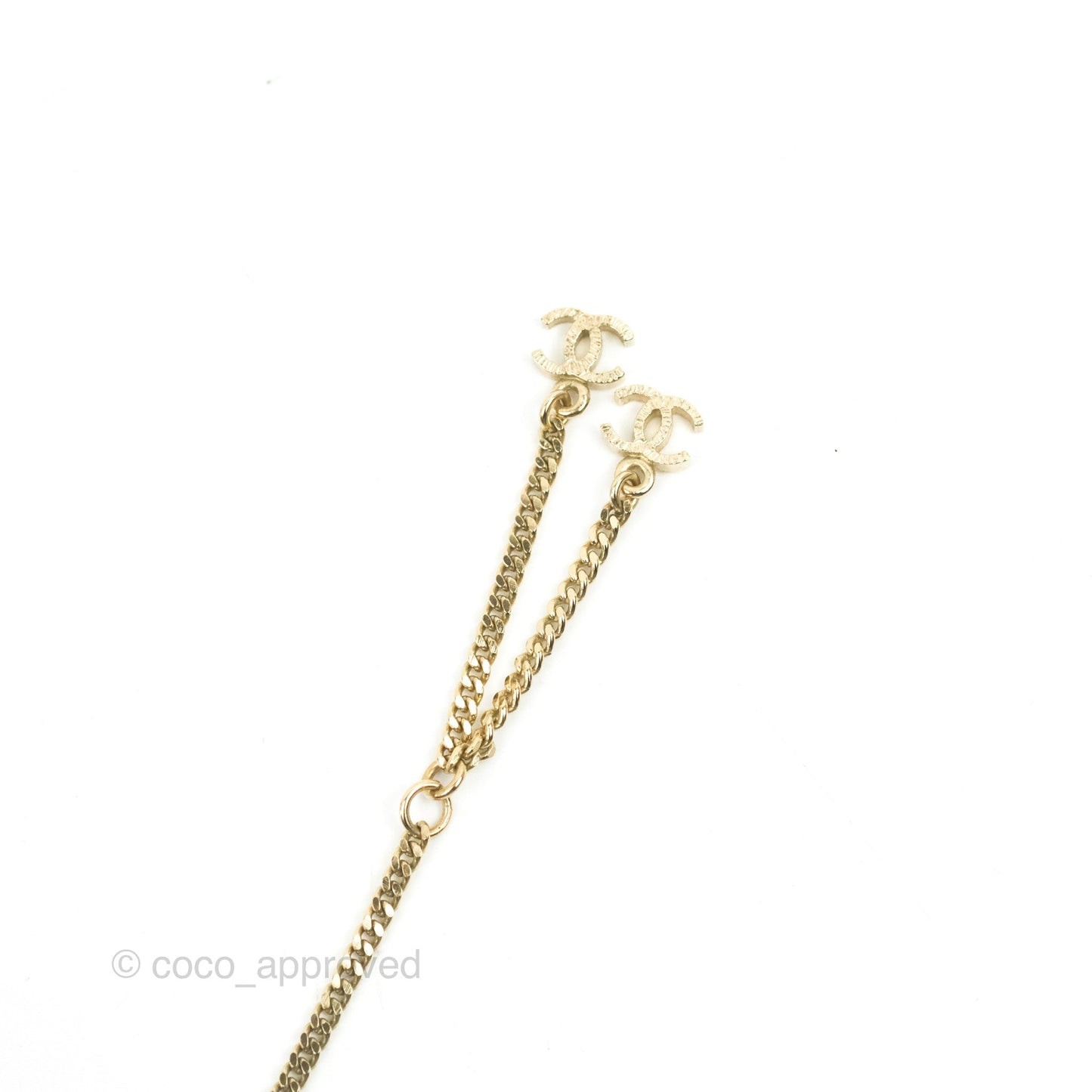 Chanel CC Drop Charm Necklace Gold Tone 12A