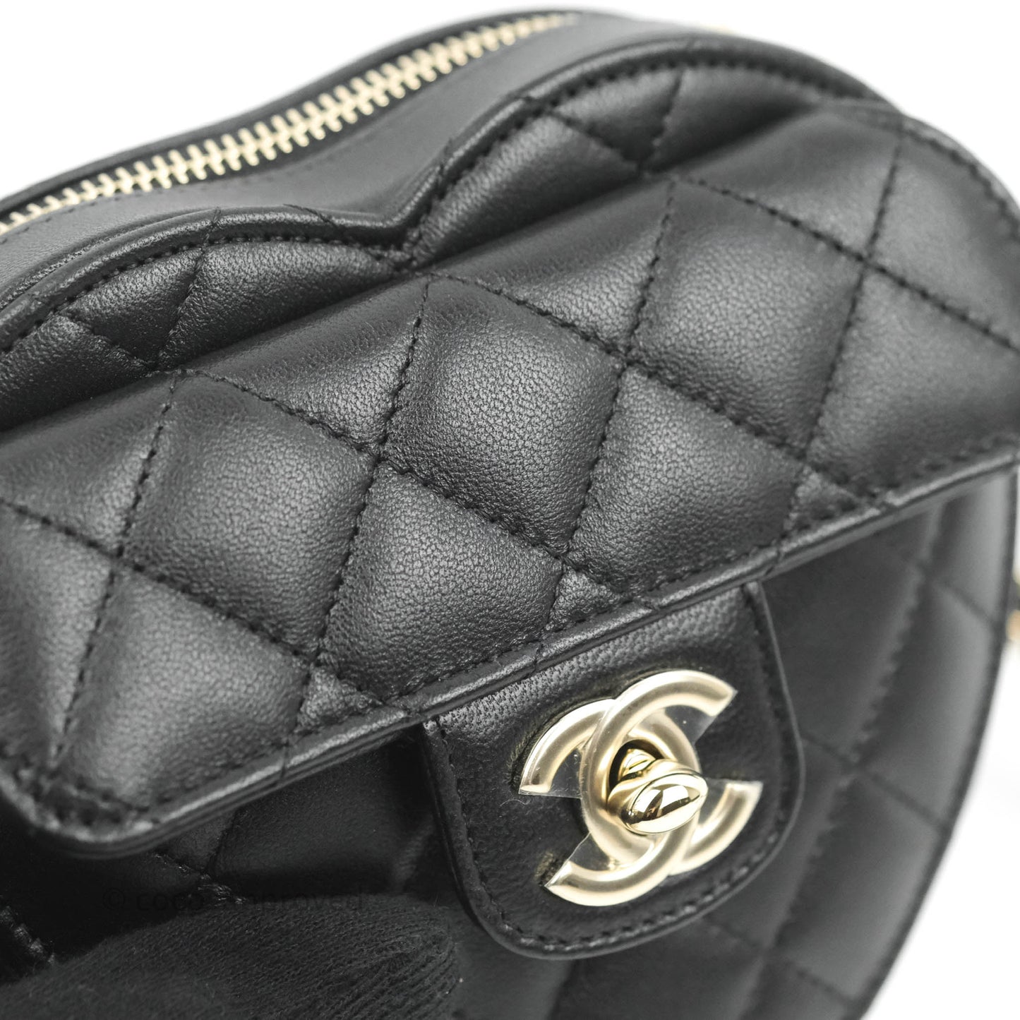 Chanel Small Heart Bag Black Lambskin Gold Hardware 22S