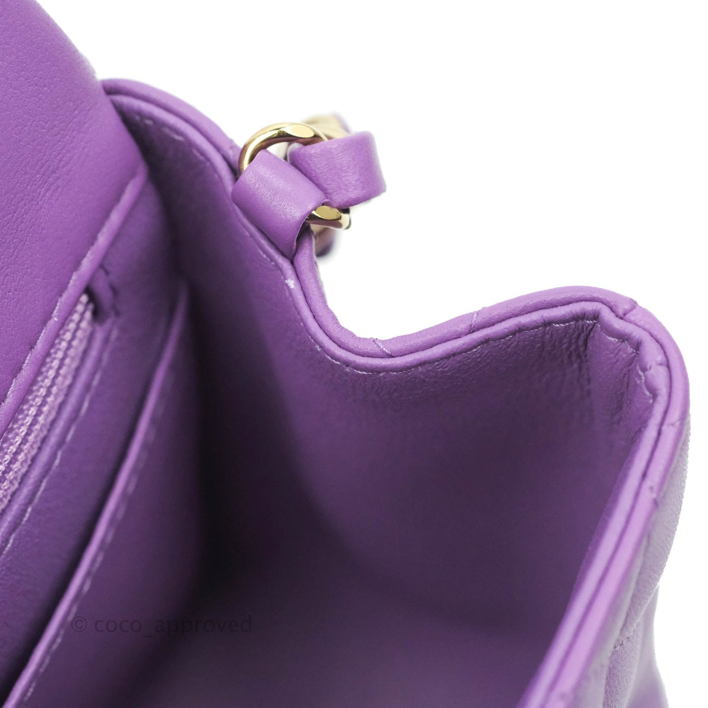 Chanel Mini Square Purple Lambskin Gold Hardware 22P