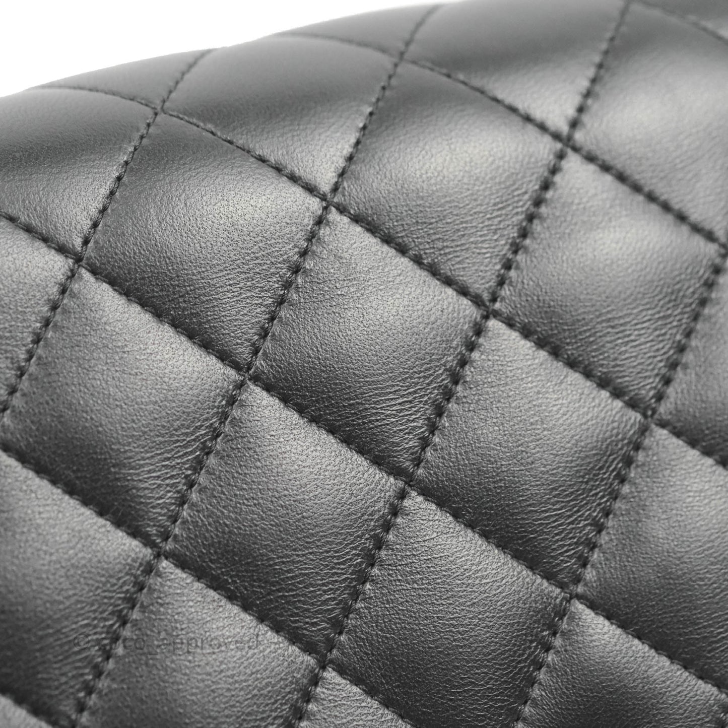 Chanel Large Flap Bag With Woven CC Logo Black Lambskin Gold Hardware 22C