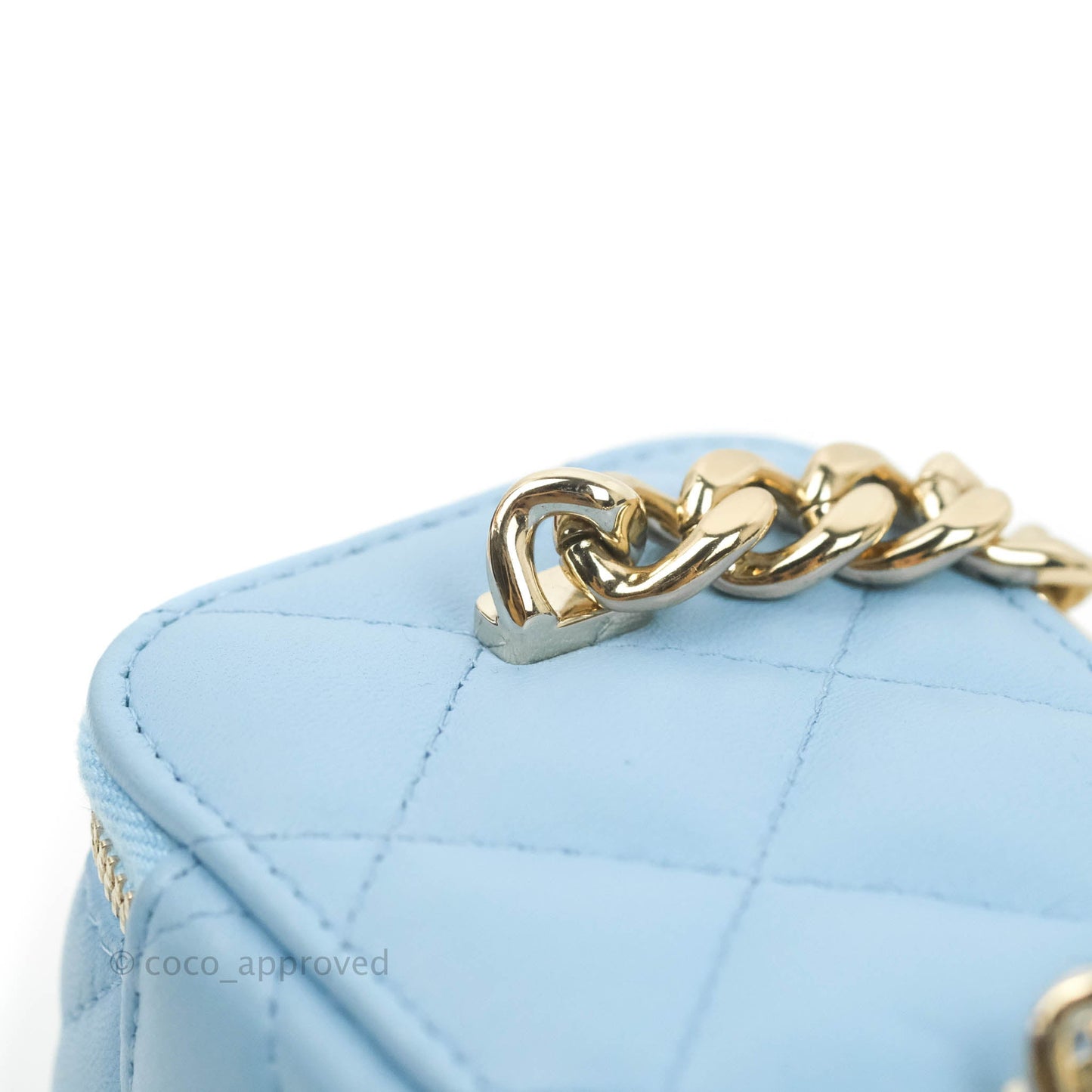 Chanel Mini Vanity Coco Chain Blue Lambskin Gold Hardware