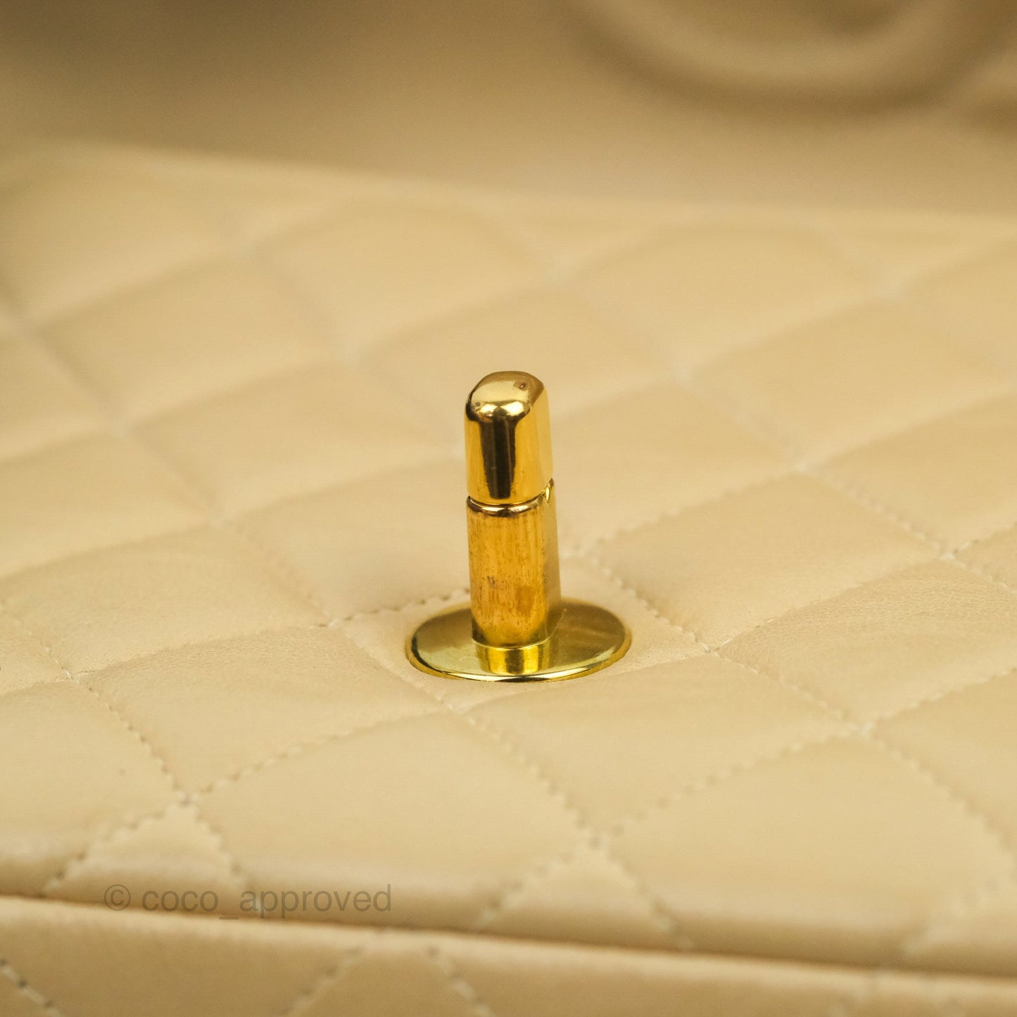 Chanel Vintage Top Handle Flap Bag Beige Lambskin 24K Gold Hardware
