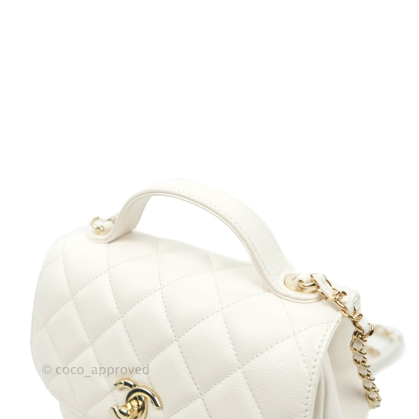 Chanel Quilted Small Business Affinity Flap White Caviar Gold Hardware