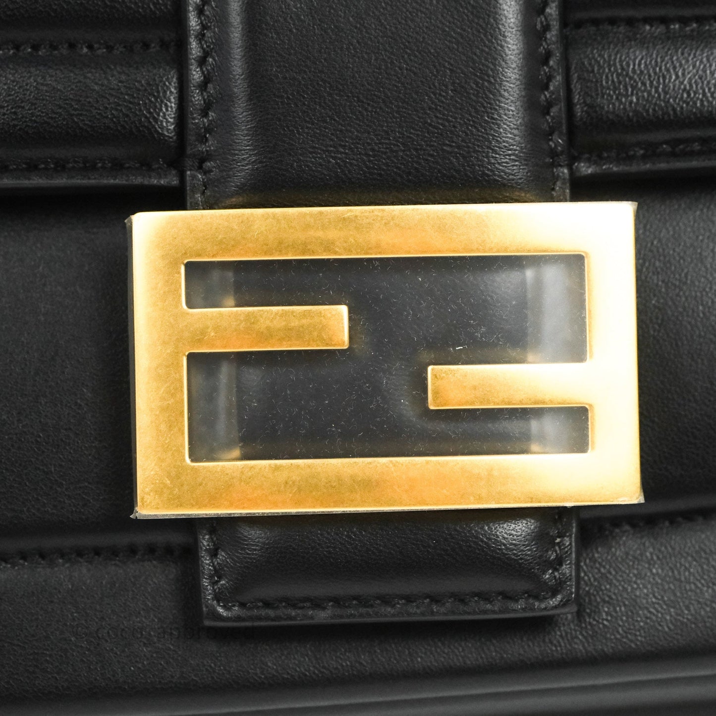 Fendi Baguette Chain Shoulder Bag in Black Nappa Leather