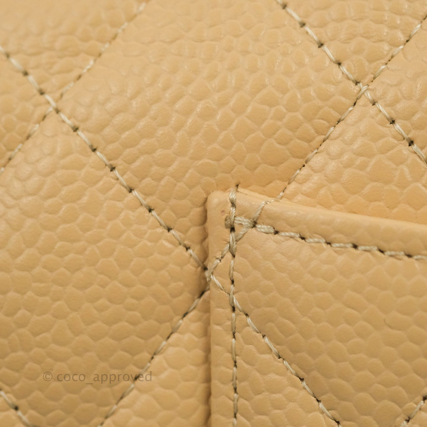 Chanel Classic M/L Medium Flap Quilted Beige Caviar Gold Hardware