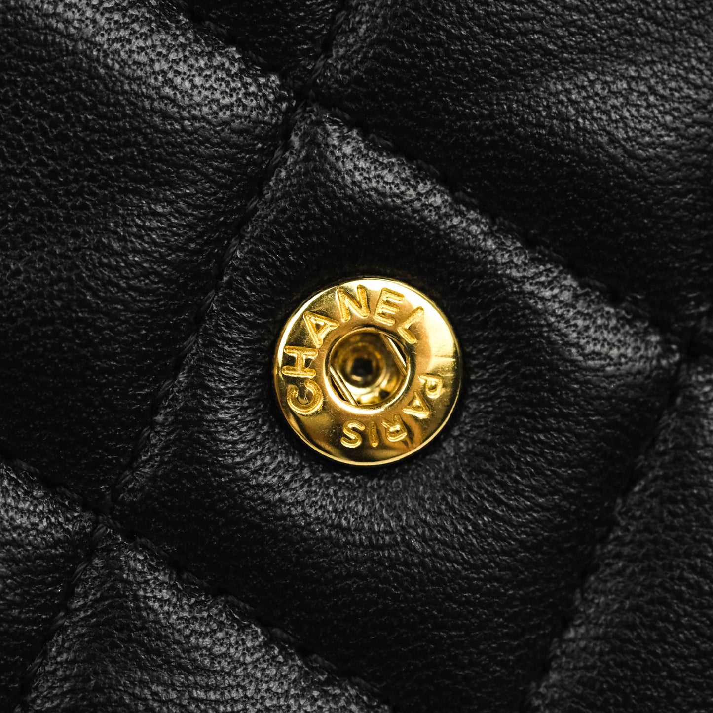 Chanel Mini Handle Flap Coin Purse With Chain Black Lambskin Gold Hardware
