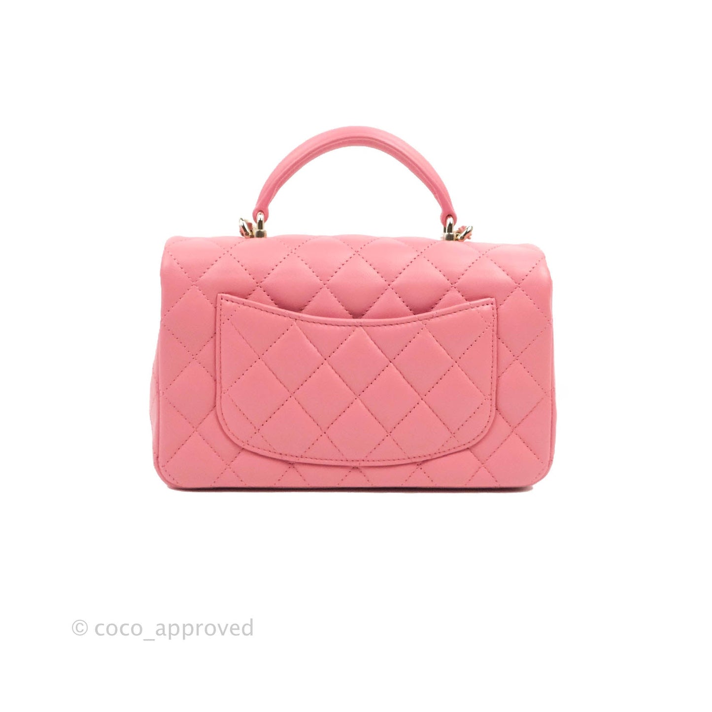Chanel Top Handle Mini Rectangular Flap Bag Pink Lambskin Gold Hardware