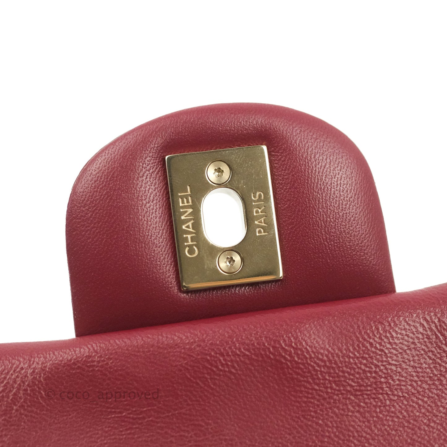 Chanel Quilted Mini Square Burgundy Lambskin Gold Hardware