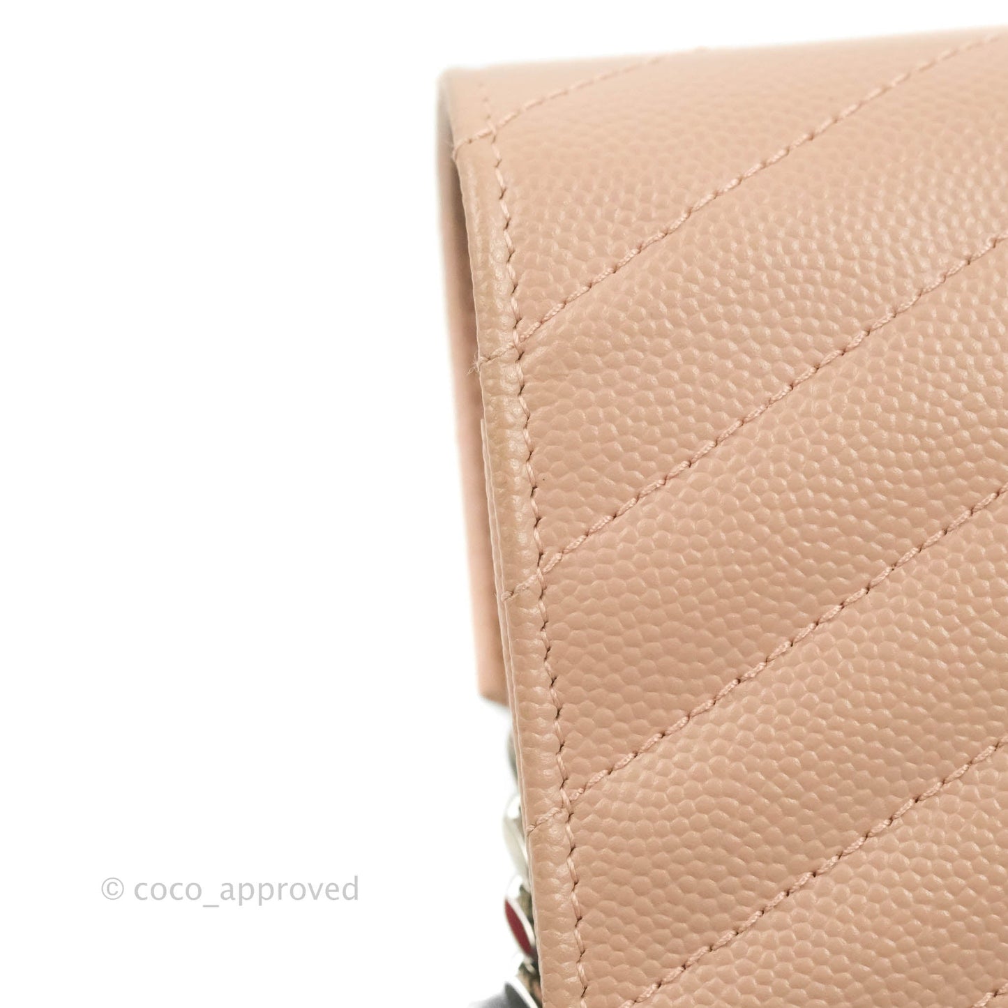 Saint Laurent Wallet on Chain Blush Pink Grained Leather Silver Hardware